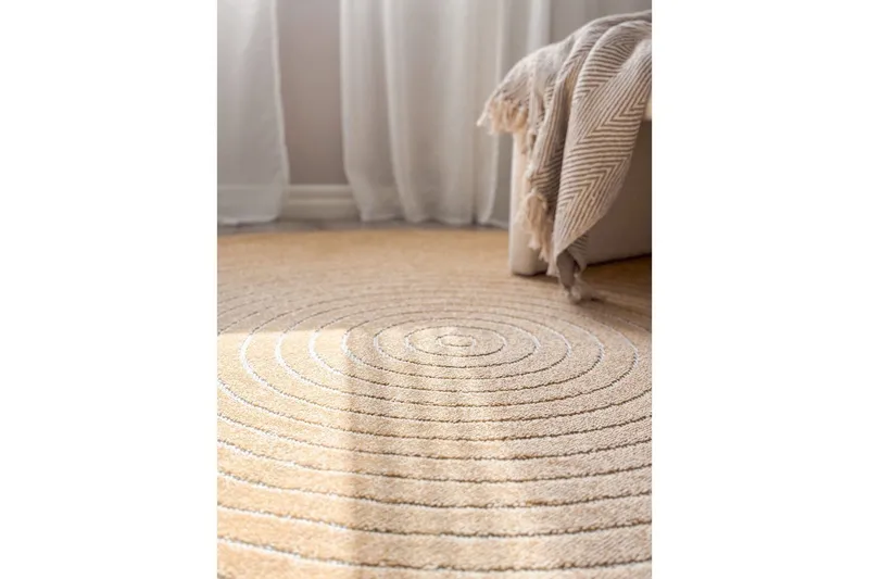 Wiltonmatta Hawaii Circle 200x200 cm, Gul - 200x200 cm, Gul - Textil & mattor - Mattor - Små mattor