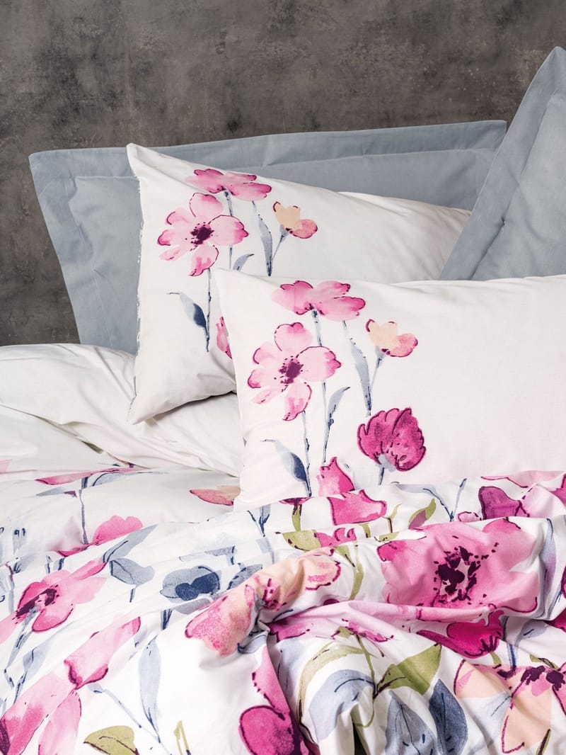 Carla Bäddset 140x200 cm - Grå Vit Rosa - Textil & mattor - Sängkläder - Bäddset & påslakanset