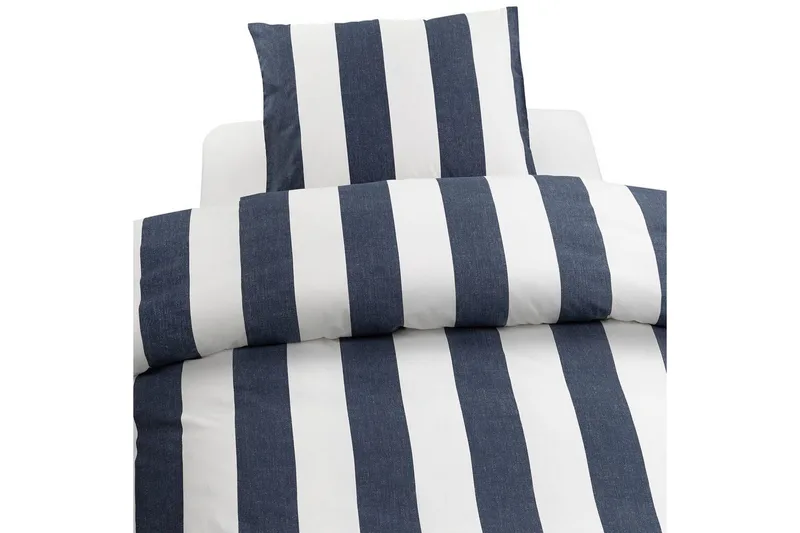 Påslakanset Enkelsäng 2-Dels Block stripe, Marinblå