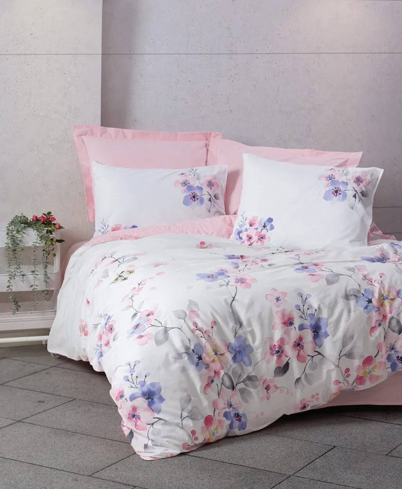 Suehiro Bäddset 240x220 cm - Rosa Vit Lila - Textil & mattor - Sängkläder - Bäddset & påslakanset