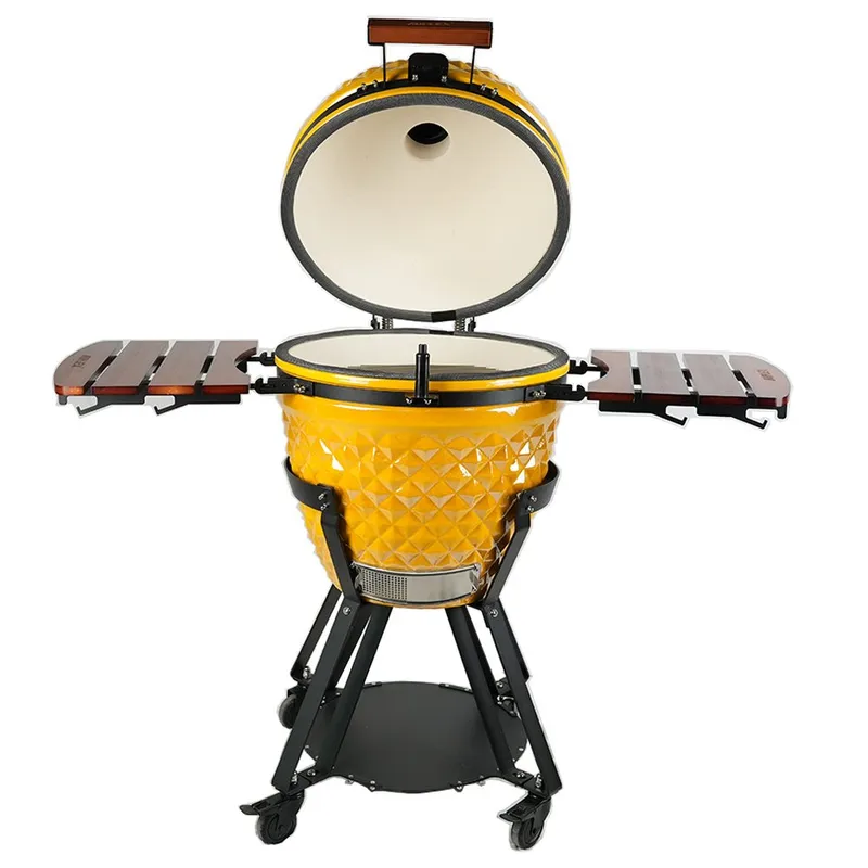 Kamadogrill  Ø54 cm | Keramisk kolgrill i Yellow Pineapple-design med termometer | Hawaii