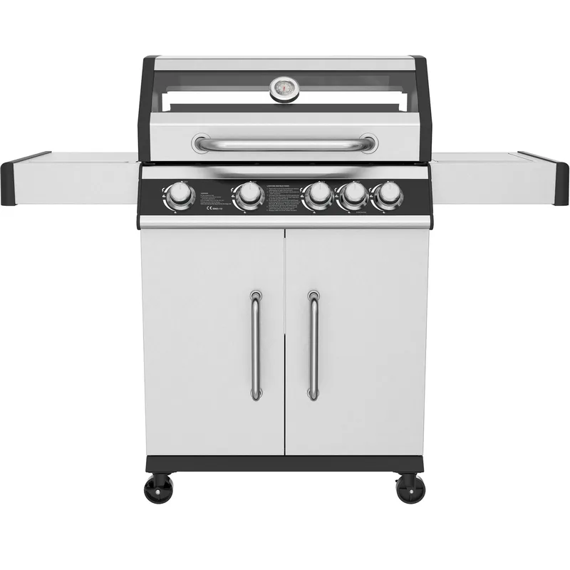 Rostfri gasolgrill med sidobrännare | Lock med glasfönster | Kansas - Trädgård & spabad - Grillar & matlagning utomhus - Gasolgrill