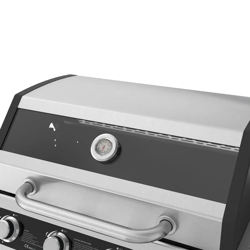 Rostfri gasolgrill med sidobrännare | Lock med glasfönster | Kansas - Trädgård & spabad - Grillar & matlagning utomhus - Gasolgrill