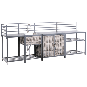4-Delat Utekök med Vask Mirador Konstrotting - Grå/Beige - Trädgård & spabad - Grillar & matlagning utomhus - Utekök - Färdiga utekök