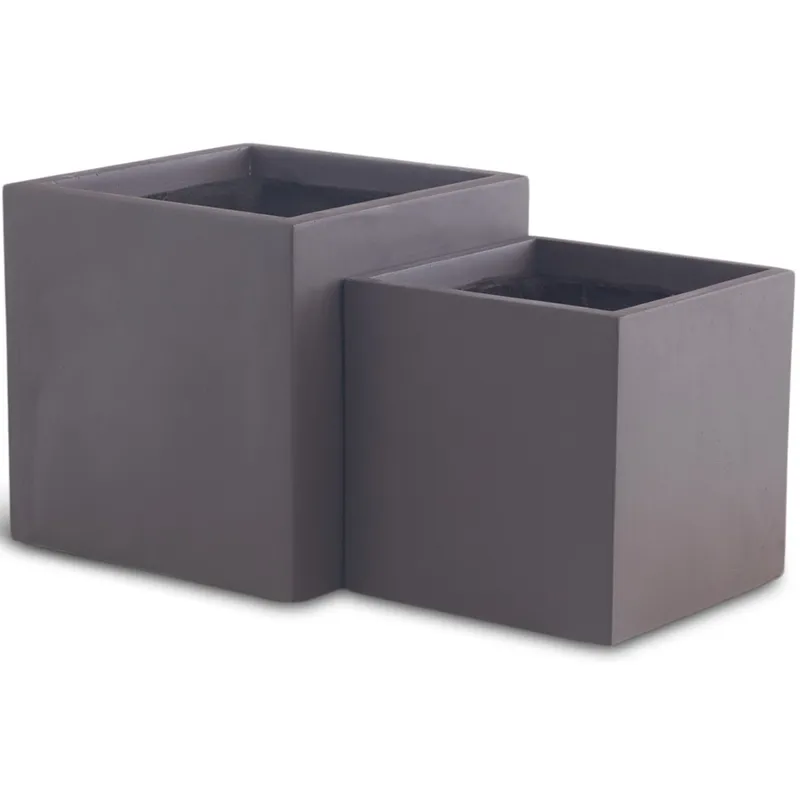 Fiberarmerade utekrukor | Fyrkantiga | 2-pack | Mörkbrun