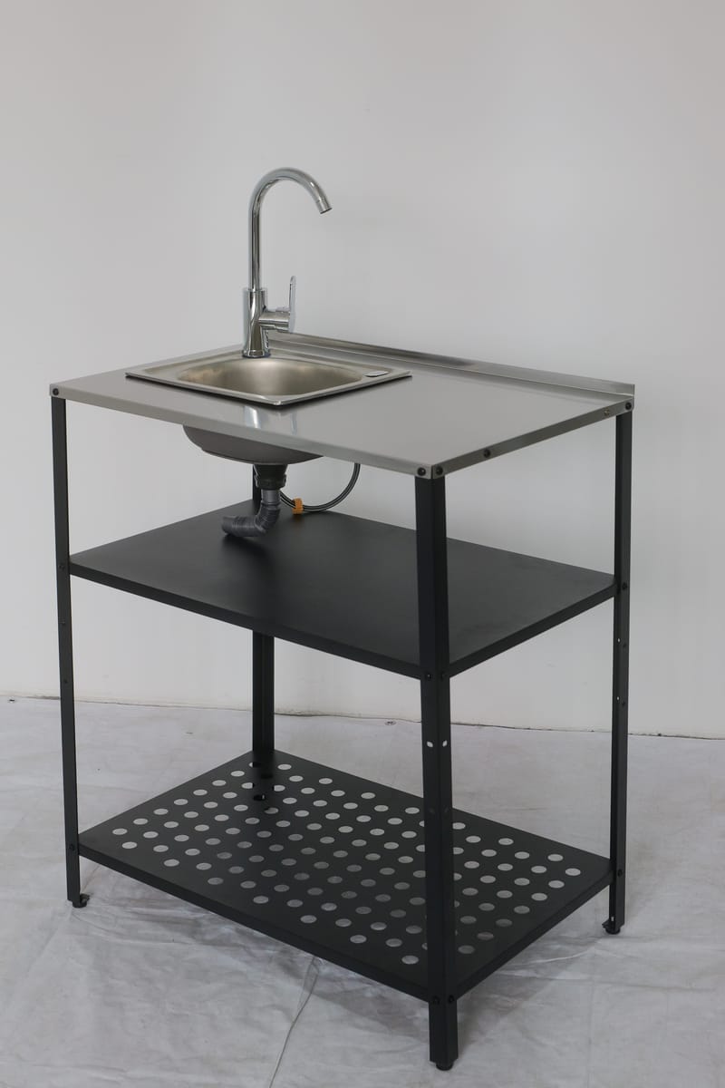 Tvättställ i galvaniserat stål med handfat & kran | Utomhus | 80×50×90 cm - Trädgård & spabad - Trädgårdsskötsel - Trädgårdsredskap & trädgårdsverktyg - Trädgårdsstäd