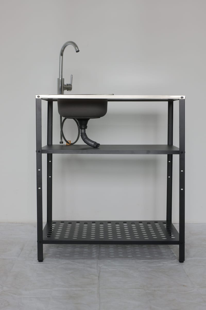 Tvättställ i galvaniserat stål med handfat & kran | Utomhus | 80×50×90 cm - Trädgård & spabad - Trädgårdsskötsel - Trädgårdsredskap & trädgårdsverktyg - Trädgårdsstäd