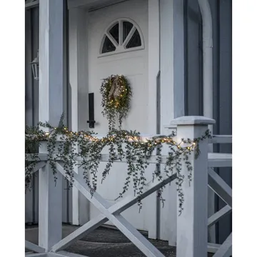 Barr Krans med belysning 35 cm - grön med naturfärgad rosett - Trädgård & spabad - Trädgårdsskötsel - Växter & plantor - Prydnadsväxter - Dörrkransar
