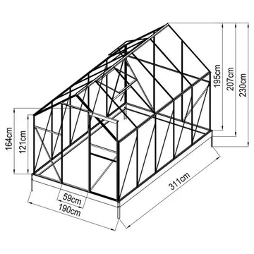 Klassiskt växthus i aluminium 5,9 m² | UV-skyddad kanalplast & bas ingår - Trädgård & spabad - Trädgårdsskötsel - Växthus