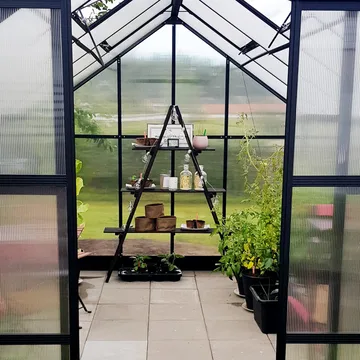 Växthus 12,4m² | 6mm Kanalplast | Hög odlingshöjd | Svart - Trädgård & spabad - Trädgårdsskötsel - Växthus