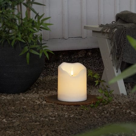 Flamme Grand LED Blockljus 20 cm - vit - Trädgård & spabad - Utemiljö - Altan & terrass - Altanbelysning