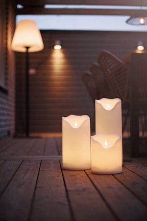 Flamme Grand LED Blockljus 20 cm - vit - Trädgård & spabad - Utemiljö - Altan & terrass - Altanbelysning