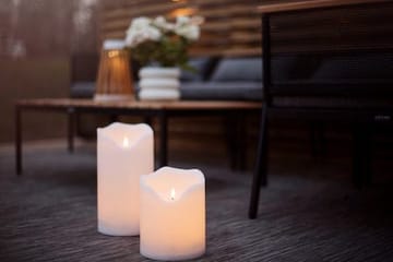 Flamme Grand LED Blockljus 20 cm - vit - Trädgård & spabad - Utemiljö - Altan & terrass - Altanbelysning