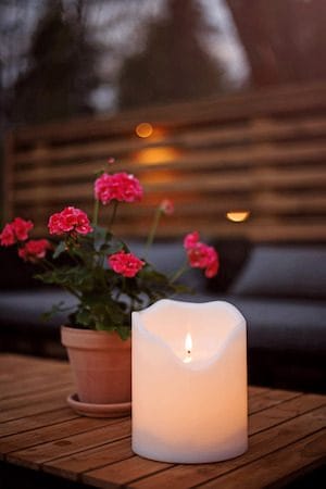 Flamme Grand LED Blockljus 20 cm - vit - Trädgård & spabad - Utemiljö - Altan & terrass - Altanbelysning