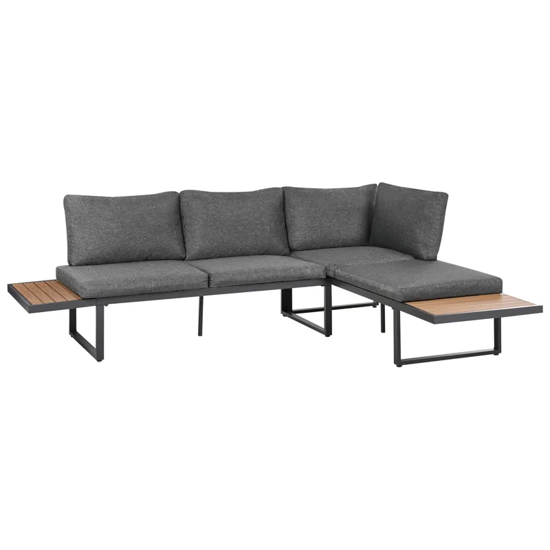 Hörnsoffa utomhus med Bord 4-Sits Pienza Högervänd - Grå/Brun/Svart - Utemöbler - Loungemöbler - Soffgrupp utomhus