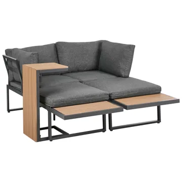 Hörnsoffa utomhus med Bord 4-Sits Pienza Högervänd - Grå/Brun/Svart - Utemöbler - Loungemöbler - Soffgrupp utomhus