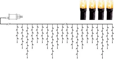 LED-istappsslinga Golden Warm White 6 m 240 ljus, Svart