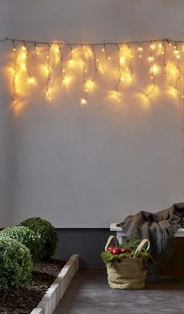 LED-istappsslinga Golden Warm White 6 m 240 ljus - Svart - Trädgård & spabad - Utemiljö - Altan & terrass - Altanbelysning