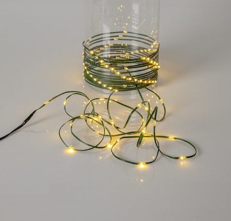 LED-ljusslinga Jul Dew Drop Micro 7 m 96 ljus Varmvit Batteridriven, Grön