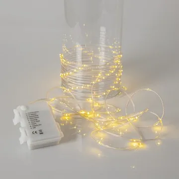LED-ljusslinga Jul Dew Drop Micro 7 m 96 ljus Varmvit Batteridriven - Transparent - Trädgård & spabad - Utemiljö - Altan & terrass - Altanbelysning