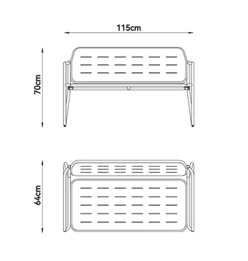 Loungegrupp i stål | Svart loungeset med bord, stol och bänk | Isac - Utemöbler - Loungemöbler - Soffgrupp utomhus