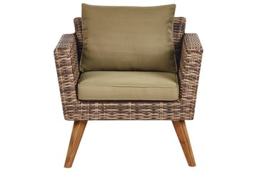 Loungegrupp med bord Vittoria Beige/grönt/mörkt trä, 5-Sits - Beige/grönt/mörkt trä, 5-Sits - Utemöbler - Loungemöbler - Soffgrupp utomhus