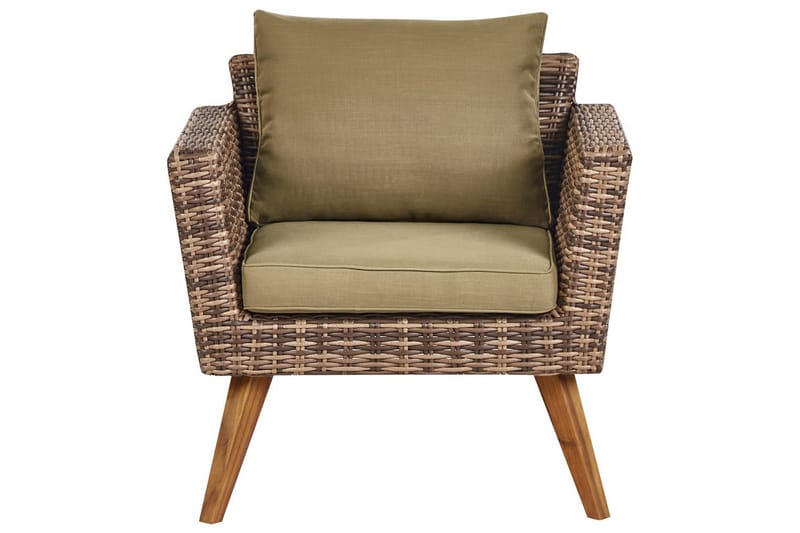 Loungegrupp med bord Vittoria Beige/grönt/mörkt trä, 5-Sits - Beige/grönt/mörkt trä, 5-Sits - Utemöbler - Loungemöbler - Soffgrupp utomhus