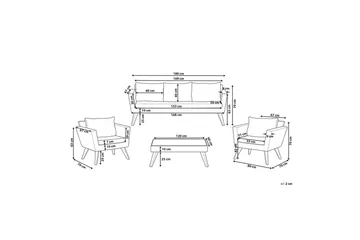 Loungegrupp med bord Vittoria Beige/grönt/mörkt trä, 5-Sits - Beige/grönt/mörkt trä, 5-Sits - Utemöbler - Loungemöbler - Soffgrupp utomhus