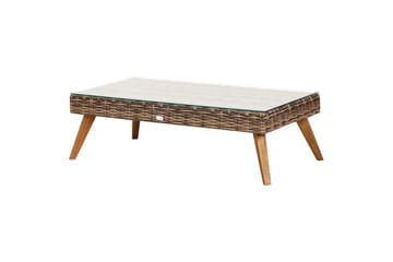 Loungegrupp med bord Vittoria Beige/grönt/mörkt trä, 5-Sits - Beige/grönt/mörkt trä, 5-Sits - Utemöbler - Loungemöbler - Soffgrupp utomhus