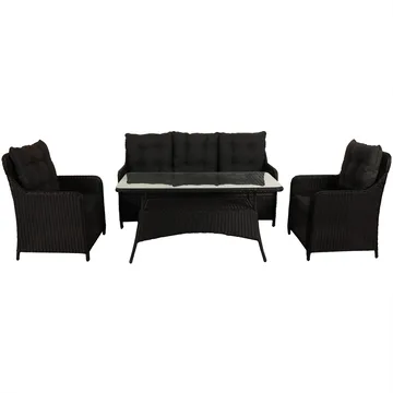 Loungegrupp utemöbler | Svart konstrotting | Rögrund - Utemöbler - Loungemöbler - Soffgrupp utomhus
