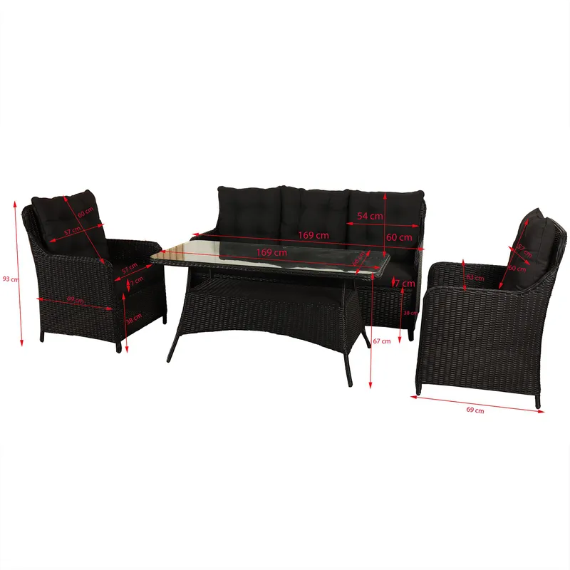 Loungegrupp utemöbler | Svart konstrotting | Rögrund - Utemöbler - Loungemöbler - Soffgrupp utomhus