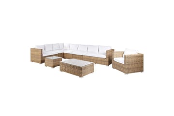 Loungegrupp XXL Brun/Vit - Brun/Vit - Utemöbler - Loungemöbler - Soffgrupp utomhus
