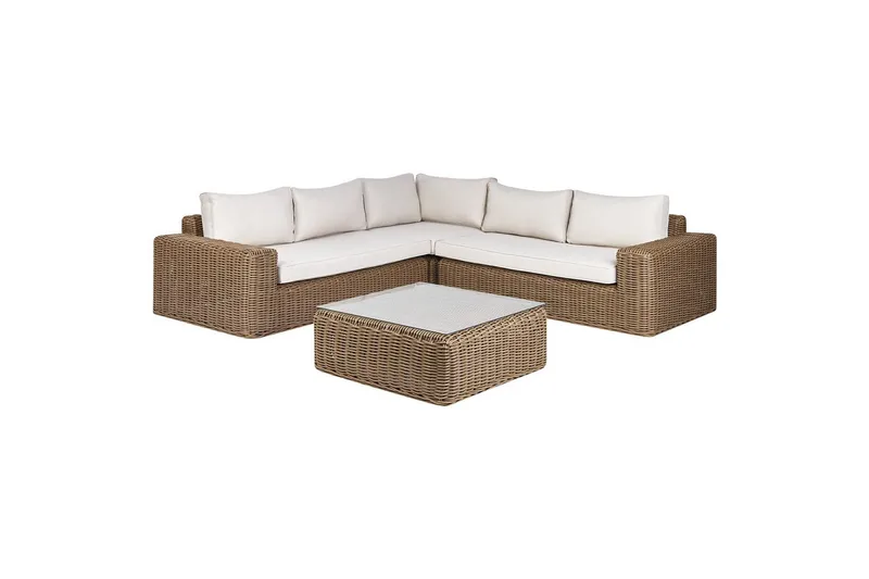 Loungegrupp Palermo Brun/Vit - Brun/Vit - Utemöbler - Loungemöbler - Soffgrupp utomhus