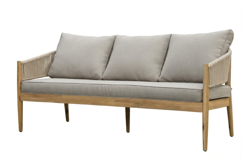 Siana 4-sits Loungegrupp i trä utseende med repdetaljer - Natur / Beige - Utemöbler - Loungemöbler - Soffgrupp utomhus