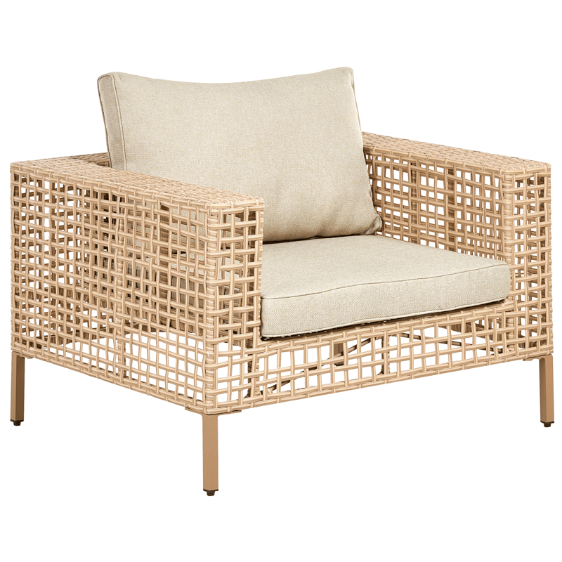 Soffgrupp utomhus med Bord 4-Sits Calasetta Högervänd Konstrotting - Beige - Utemöbler - Loungemöbler - Soffgrupp utomhus