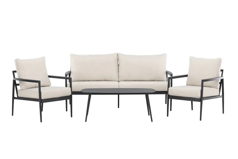 Taromina Soffgrupp Utomhus 4-sits, Svart/Beige