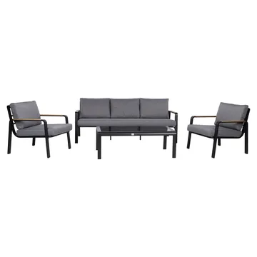 Trädgårdsmöbelgrupp Lona bord, soffa och 2 stolar - Grå / svart - Utemöbler - Loungemöbler - Soffgrupp utomhus