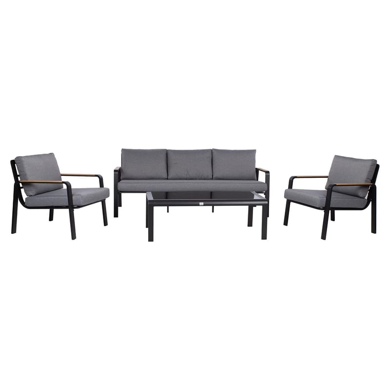 Trädgårdsmöbelgrupp Lona bord, soffa och 2 stolar - Grå / svart - Utemöbler - Loungemöbler - Soffgrupp utomhus