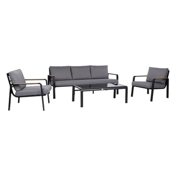 Trädgårdsmöbelgrupp Lona bord, soffa och 2 stolar - Grå / svart - Utemöbler - Loungemöbler - Soffgrupp utomhus