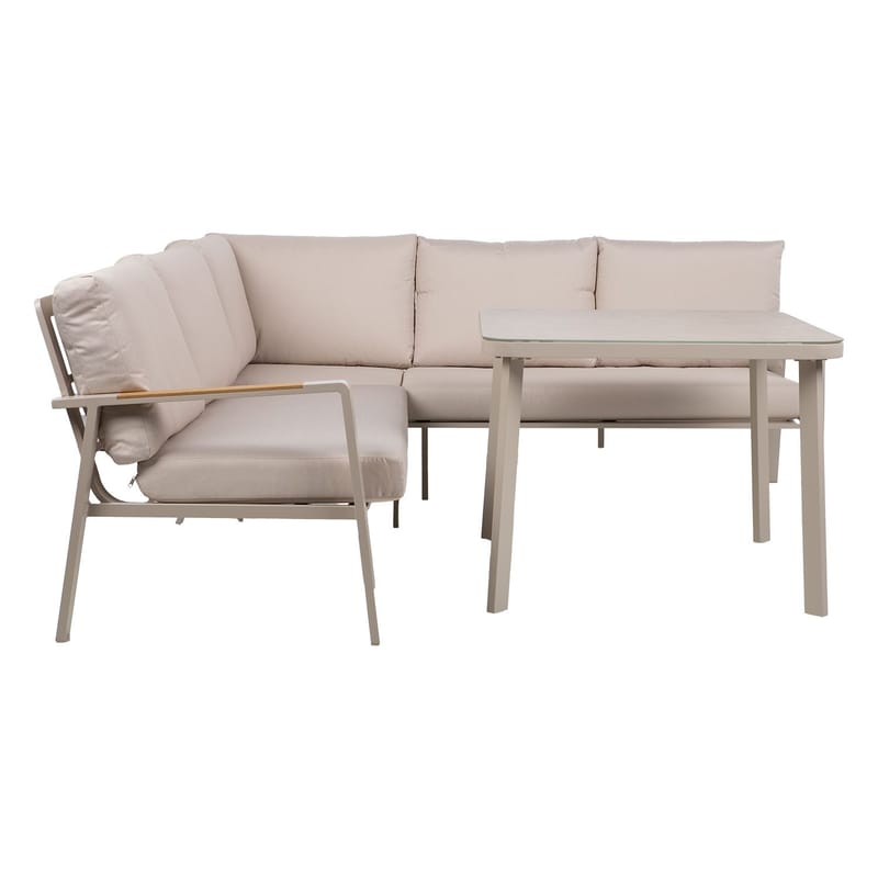 Trädgårdsmöbelgrupp Upland bord och hörnsoffa - Beige - Utemöbler - Loungemöbler - Soffgrupp utomhus