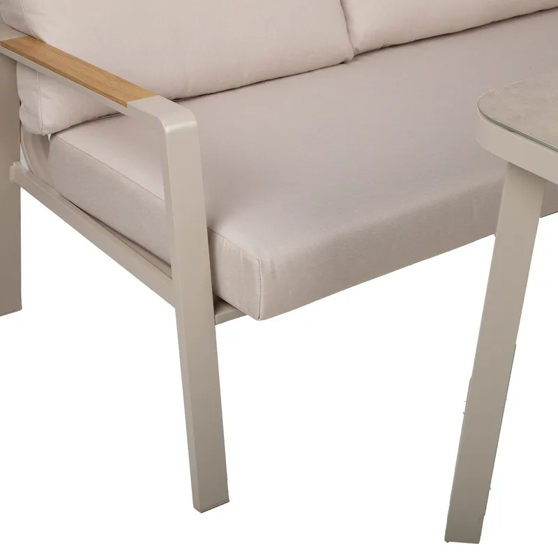 Trädgårdsmöbelgrupp Upland bord och hörnsoffa - Beige - Utemöbler - Loungemöbler - Soffgrupp utomhus