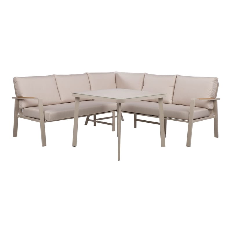 Trädgårdsmöbelgrupp Upland bord och hörnsoffa - Beige - Utemöbler - Loungemöbler - Soffgrupp utomhus