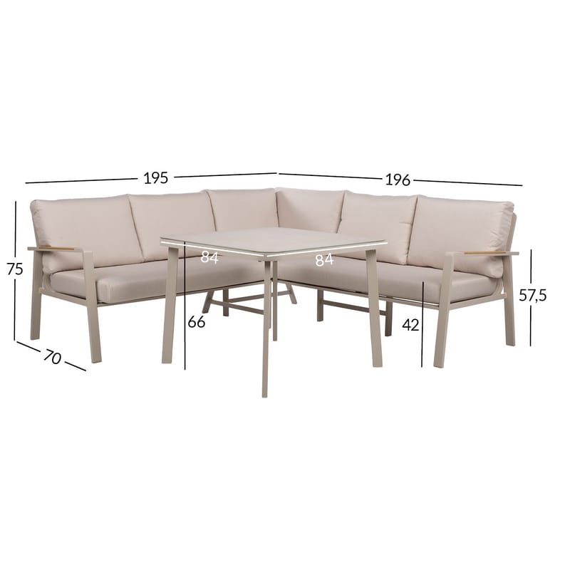 Trädgårdsmöbelgrupp Upland bord och hörnsoffa - Beige - Utemöbler - Loungemöbler - Soffgrupp utomhus