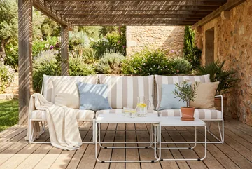 Usteryd 3 sits Loungesoffa med satsbord - Beige/Striped - Utemöbler - Loungemöbler - Soffgrupp utomhus