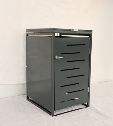 Soptunneskjul 1 kärl | Låsbar | Gasfjäder & ventilation | Mörkgrå metall - Mörkgrå med svart detaljfinish - Trädgård & spabad - Uterum & fritidshus - Förråd & bodar - Soptunneskydd