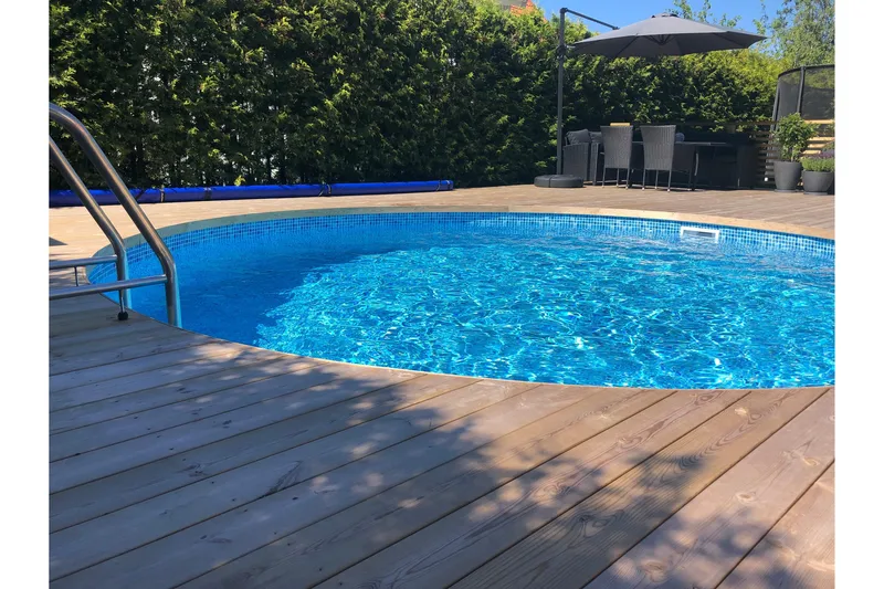Pool ovan mark Planet Pool Planet Pool Stålväggspool Premium Rund 4,2x1,2m Inbyggd L:Pe Grå - Trädgård & spabad - Utomhusbad - Pool - Pool ovan mark
