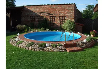 Pool ovan mark Planet Pool Planet Pool Stålväggspool Premium Rund 4,2x1,2m Inbyggd L:Pe Grå - Trädgård & spabad - Utomhusbad - Pool - Pool ovan mark