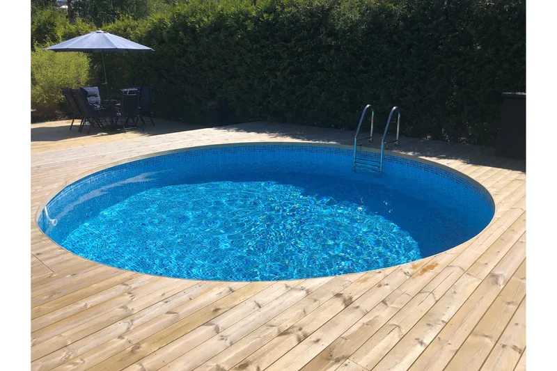 Pool ovan mark Planet Pool Planet Pool Stålväggspool Premium Rund 4,2x1,2m Inbyggd L:Pe Grå - Trädgård & spabad - Utomhusbad - Pool - Pool ovan mark