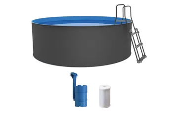 Pool Stål Swim & Fun Santorini runt Ø350 x 90 cm - Ø350 x 90 cm - Trädgård & spabad - Utomhusbad - Pool - Pool ovan mark