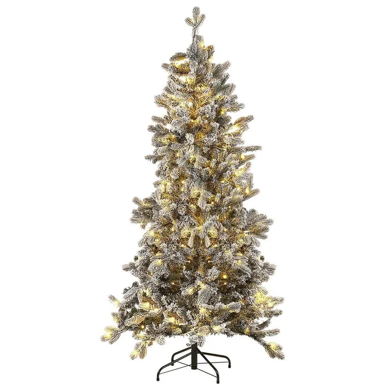 Tatlow Snöig Plastgran 180 cm med Belysning, Grön|Vit